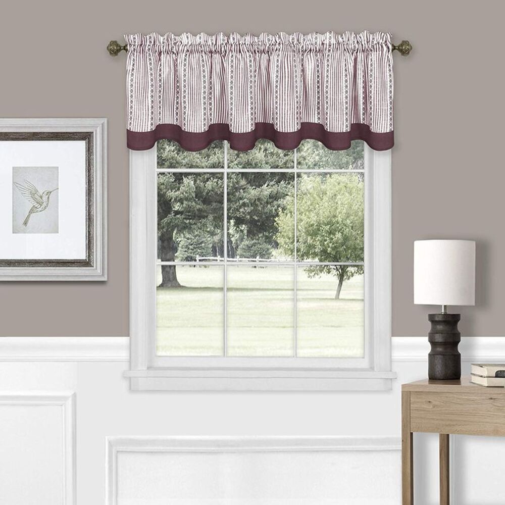 Westport Window Kitchen Curtains Valance (Burgundy, 58" W x 14" L)